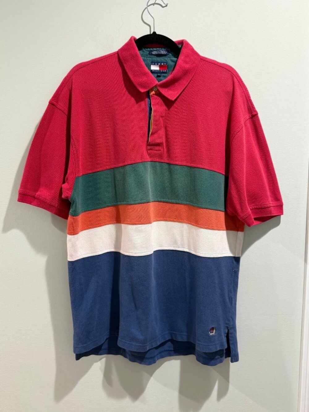 90s Vintage Tommy Hilfiger Colorblock Rugby Cotton Polo Shirt XL (Modern XXL)